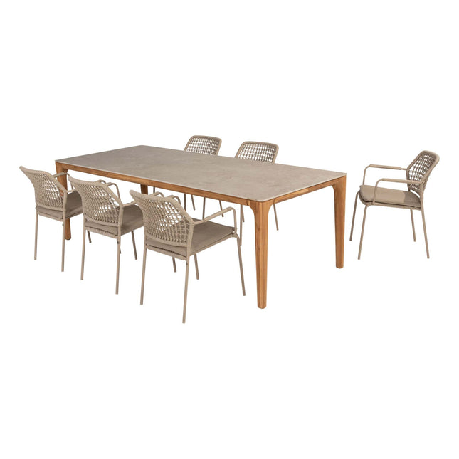 Taste 4SO Barista dining stoel latte + Liam tafel met keramisch tafelblad 240 cm