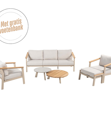 Taste 4SO Olivia loungeset 3-zits lounge bank + 2x lounge stoel + Emma salontafels + gratis voetenbank