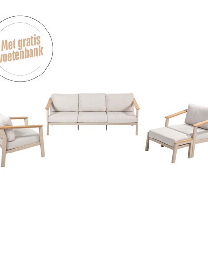 Taste 4SO Olivia loungeset 3-zits lounge bank + 2x lounge stoel + gratis voetenbank