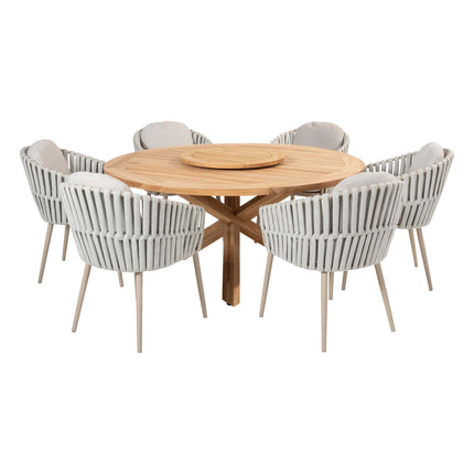 Taste 4SO Eva dining + Prado teak tafel 160 Ø cm + lazy susan