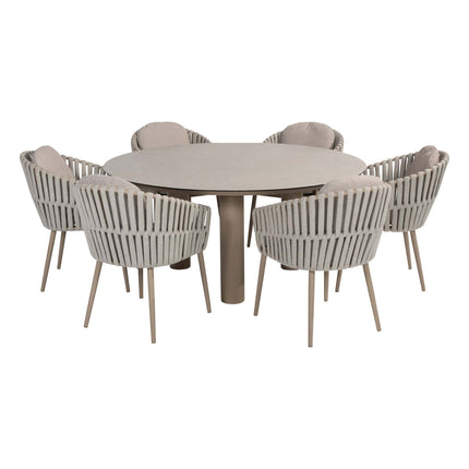 Taste 4SO Eva dining + Donato tafel met geprint keramiek tafelblad 160 Ø cm latte
