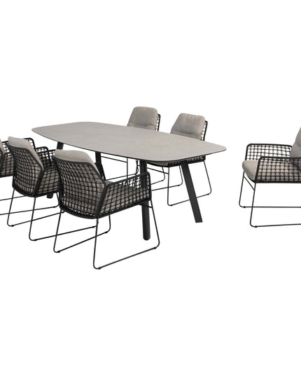 Taste 4SO Rhodos dining stoel + Manolo tafel antraciet met geprint keramiek blad 240 cm