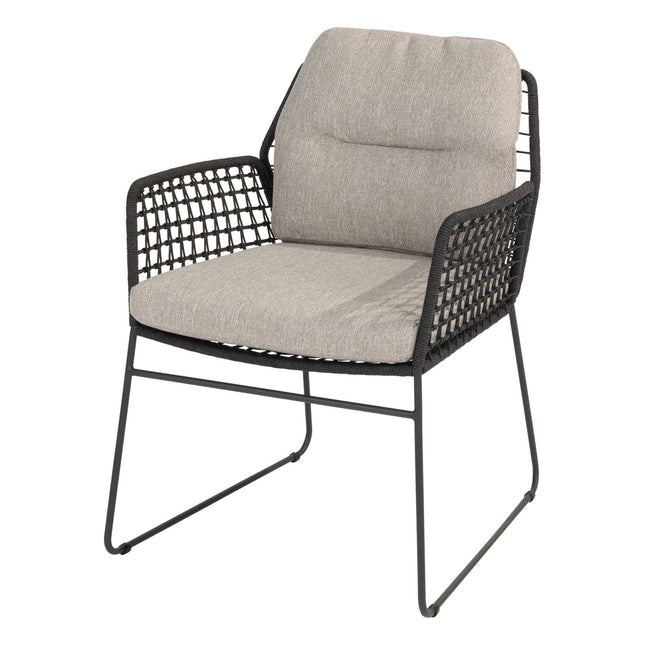 Taste 4SO Rhodos dining stoel + 4 Seasons Outdoor Locarno tafel HPL slate antraciet 160 Ø cm