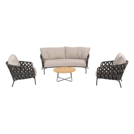 Taste 4SO Albareto organische loungebank + 4 Seasons Outdoor Verdi salontafel teak 73 Ø cm