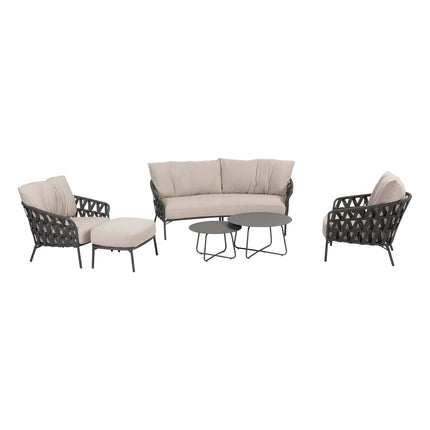 4 Seasons Outdoor Taste 4SO Albareto organische loungebank + voetenbank + Dali salontafels