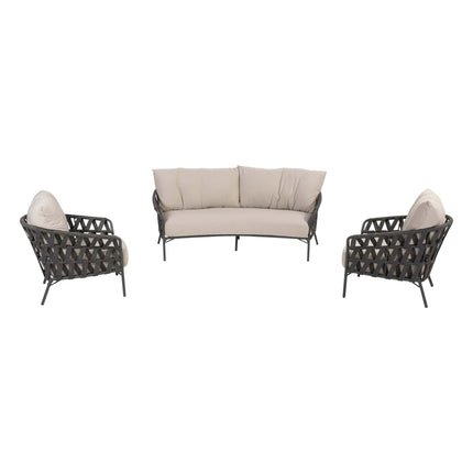 Taste 4SO Albareto organische loungebank + 4 Seasons Outdoor Verdi salontafel teak 73 Ø cm