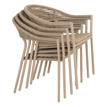 Taste 4SO Sienna dining + Prado teak tafel 160 Ø cm latte onderstel