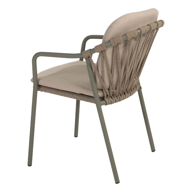 Taste 4SO Manitoba stapelbare dining stoel olive (4 st.) + Liam eettafel teak 180 cm