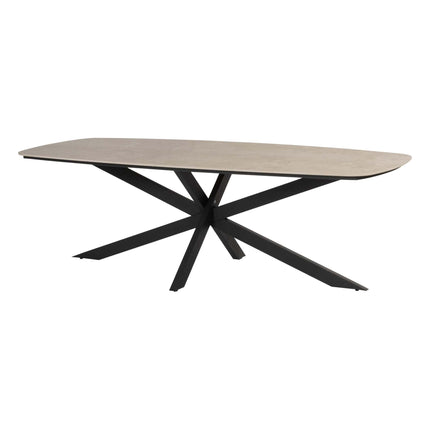 Taste 4SO Manitoba stapelbare dining stoel antraciet + Prado tafel met keramisch tafelblad barrel antraciet 240 cm