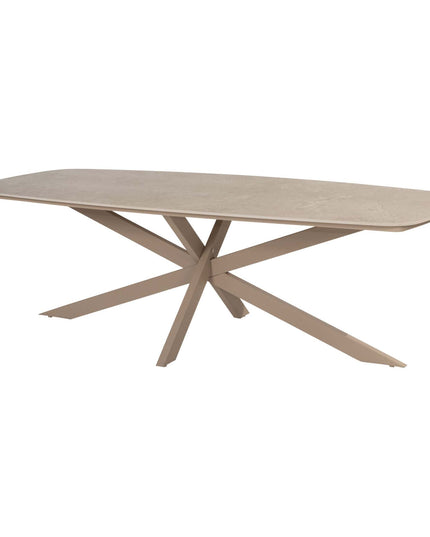 4 Seasons Outdoor Allora dining stoel latte + Taste 4SO Prado tafel met keramisch tafelblad barrel latte 240 cm