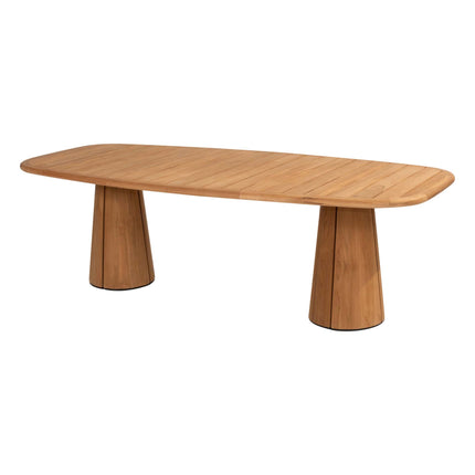 4 Seasons Outdoor Allora dining stoel latte + Taste 4SO Capri tafel barrel-vorm teak 240 cm