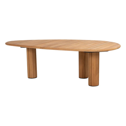 4 Seasons Outdoor Fabrice dining stoel latte + Taste 4SO Corsica tafel kiezel-vorm teak 240 cm