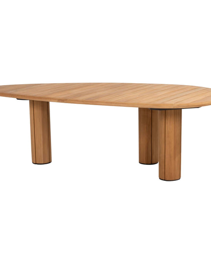 4 Seasons Outdoor Fabrice dining stoel latte + Taste 4SO Corsica tafel kiezel-vorm teak 240 cm