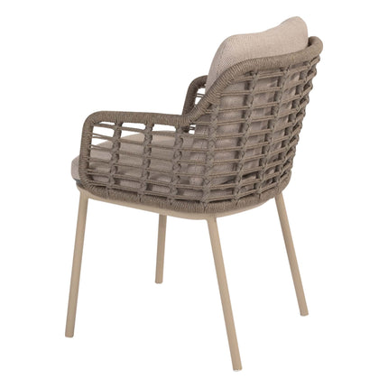 Taste 4SO Puglia dining stoel + Prado teak tafel 130 Ø cm teak onderstel