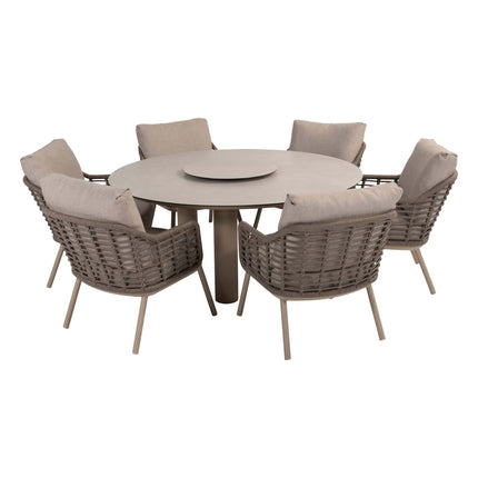 Taste 4SO Puglia low dining stoel + Donato low dining tafel 160 Ø cm latte