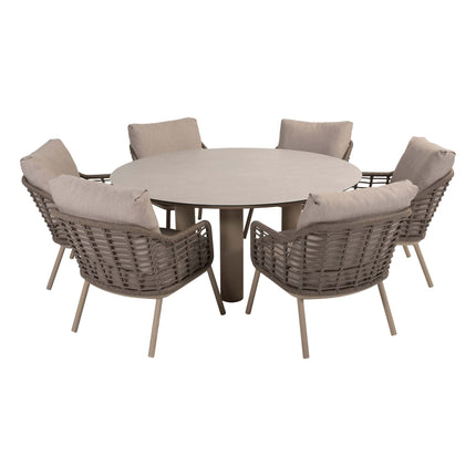 Taste 4SO Puglia low dining stoel + Donato low dining tafel 160 Ø cm latte