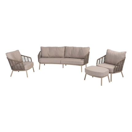 Taste 4SO Puglia loungeset latte, 3-zits loungebank + 2x lounge stoel + voetenbank