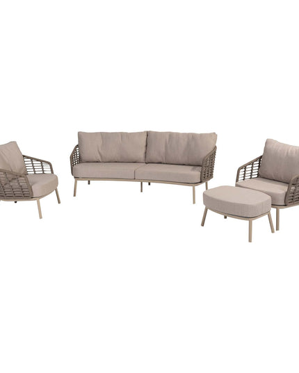 Taste 4SO Puglia loungeset latte, 3-zits loungebank + 2x lounge stoel + voetenbank