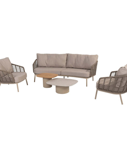 Taste 4SO Puglia loungeset 3-zits loungebank + 2x lounge stoel + Demi set van 2 salontafels latte