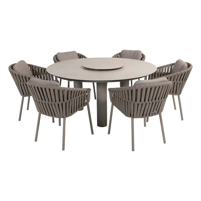 Taste 4SO Owen dining stoel (6 st.) + Donato eettafel Ø 160 cm cloud + lazy susan