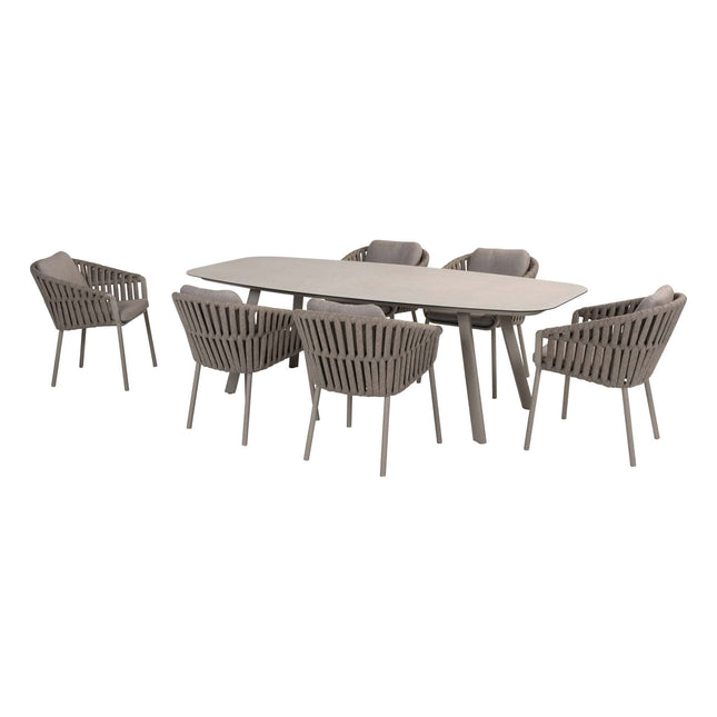 Taste 4SO Owen dining stoel (6 st.) + Manolo tafel cloud met geprint keramiek tafelblad 240 cm