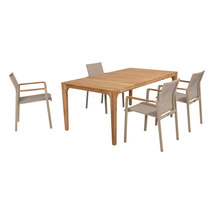 Taste 4SO Cortina dining + Liam eettafel teak 180 x 100 cm