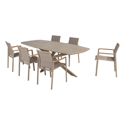 Taste 4SO Cortina dining + Prado tafel met keramisch tafelblad barrel latte 240 cm - Image 1