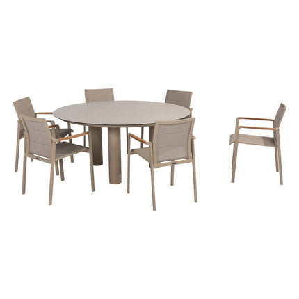 Taste 4SO Cortina dining + Donato tafel met geprint keramiek tafelblad 160 Ø cm latte - Image 1