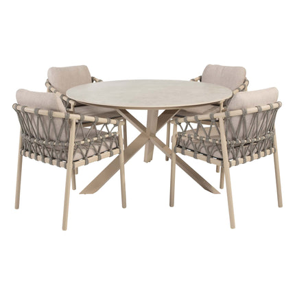 Taste 4SO Piacenza dining + Prado tafel met keramiek tafelblad 130 cm Ø latte - Image 1