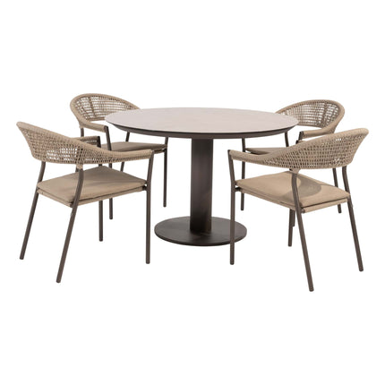 Taste 4SO Sienna dining + Sarah tafel met geprint keramiek tafelblad 120 cm Ø terre - Image 1