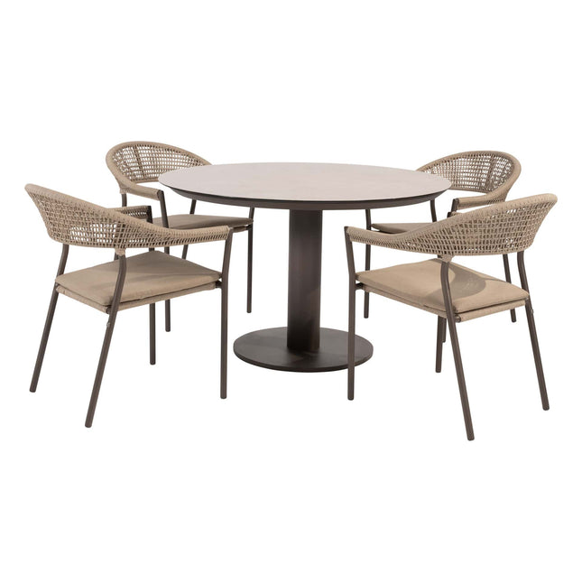 Taste 4SO Sienna dining + Sarah tafel met geprint keramiek tafelblad 120 cm Ø terre - Image 1