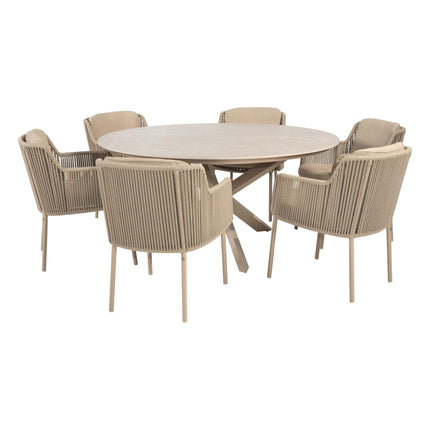 4 Seasons Outdoor Bernini dining latte + Taste 4SO Prado tafel met keramiek blad latte 160 Ø cm - Image 1