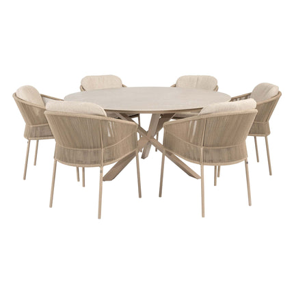 Taste 4SO Florence dining + Prado tafel met keramisch tafelblad latte 160 cm Ø - Image 1