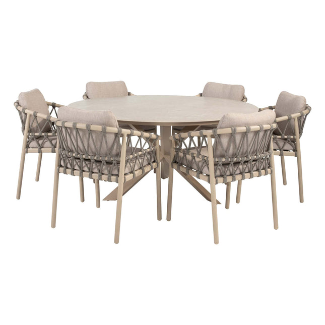 Taste 4SO Piacenza dining + Prado tafel met keramiek tafelblad 160 cm Ø latte - Image 1