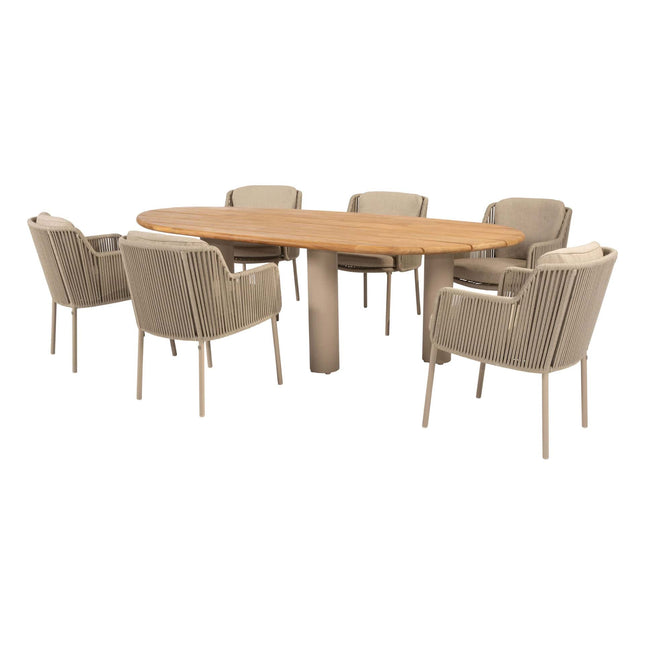 4 Seasons Outdoor Bernini dining latte + Taste 4SO Estate tafel met teak blad latte 240 cm - Image 1