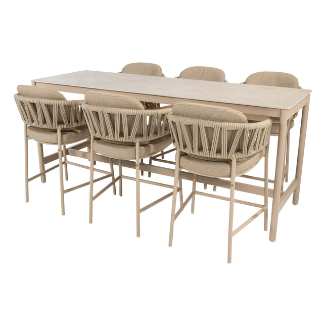 Taste 4SO Calma high dining + Soho tafel met keramiek tafelblad 220×75 cm latte - Image 1