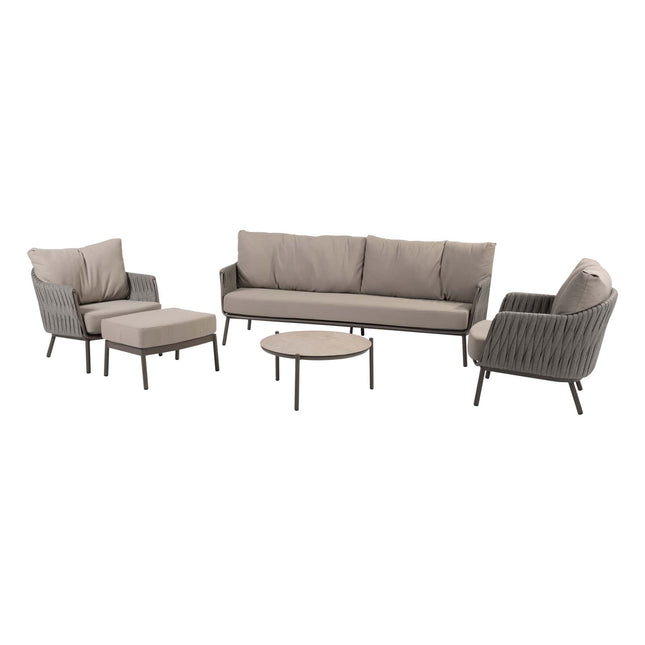 Taste 4SO Cannes loungeset: 3-zits bank + 2x lounge stoel + voetstoel + Vic 73 cm Ø salontafel - Image 1
