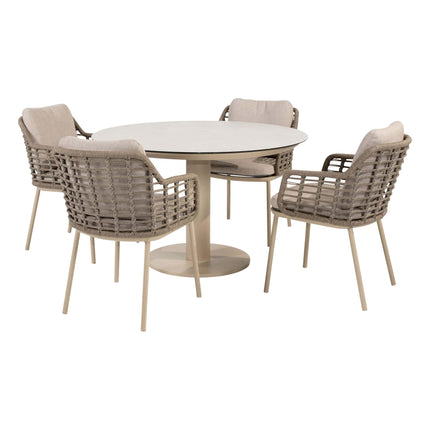 Taste 4SO Puglia dining stoel + Sarah tafel latte met geprint keramiek tafelblad 120 cm - Image 1