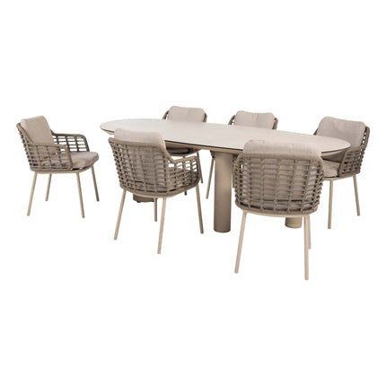 Taste 4SO Puglia dining stoel + Denia tafel met geprint keramisch tafelblad barrel latte 240 cm - Image 1