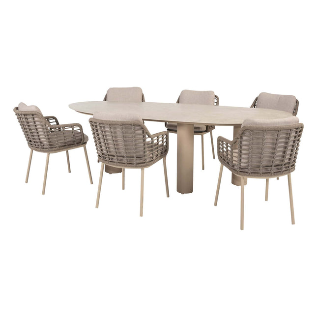Taste 4SO Puglia dining stoel + Estate tafel met keramisch tafelblad barrel latte 240 cm - Image 1
