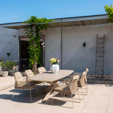 Taste 4SO Albano dining stoel (6 st.) + Prado tafel met keramisch tafelblad barrel latte 240 cm