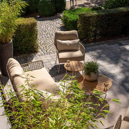 Taste 4SO Albano bistro loungeset + 4 Seasons Outdoor Verdi bijzettafel 45 Ø cm latte