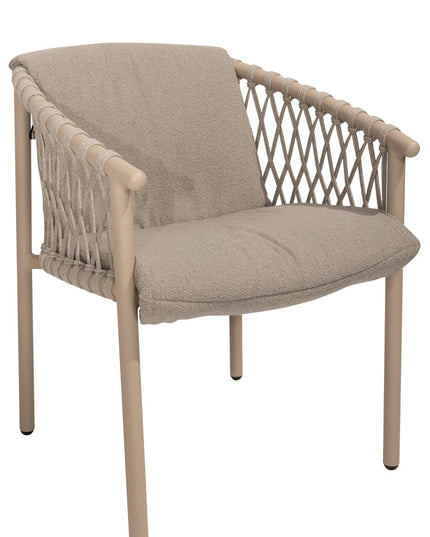 4 Seasons Outdoor Allora dining stoel latte + Taste 4SO Prado tafel met keramisch tafelblad barrel latte 240 cm