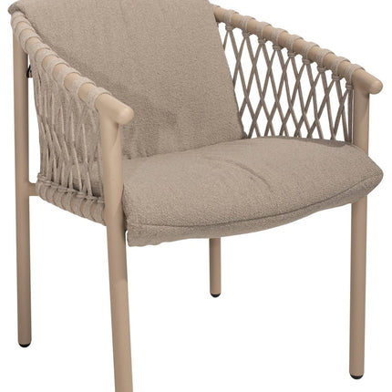 4 Seasons Outdoor Allora dining stoel latte + Taste 4SO Prado teak tafel 160 Ø cm latte onderstel