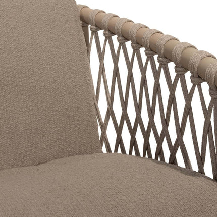 4 Seasons Outdoor Allora dining stoel latte + Taste 4SO Capri tafel barrel-vorm teak 240 cm
