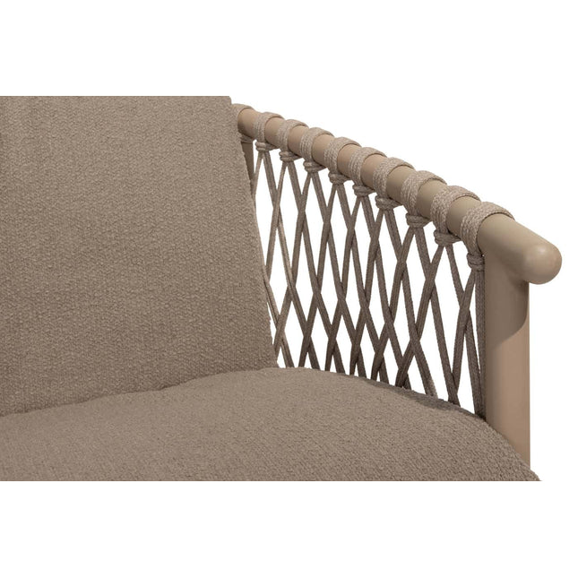 4 Seasons Outdoor Allora dining stoel latte + Taste 4SO Capri tafel barrel-vorm teak 240 cm