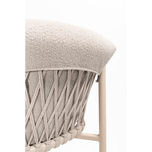 4 Seasons Outdoor Allora dining stoel latte + Taste 4SO Prado tafel met keramisch tafelblad barrel latte 240 cm