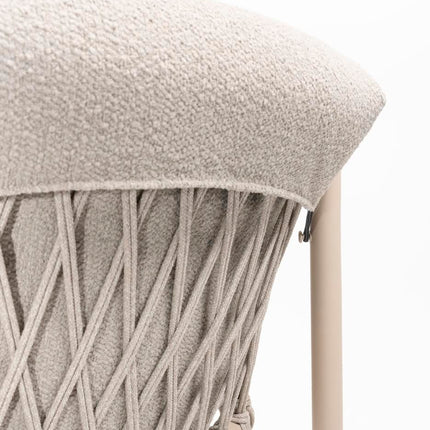 4 Seasons Outdoor Allora dining stoel latte + Taste 4SO Prado teak tafel 160 Ø cm latte onderstel