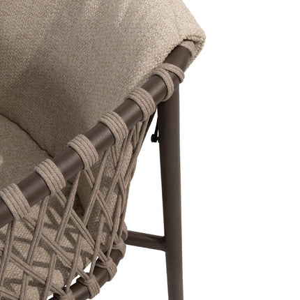 4 Seasons Outdoor Allora dining stoel terre + Vermont eettafel met keramisch tafelblad terre 75 x 75 cm