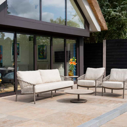 4 Seasons Outdoor Allora bistro loungeset + Boaz bijzettafel 45 Ø cm terre